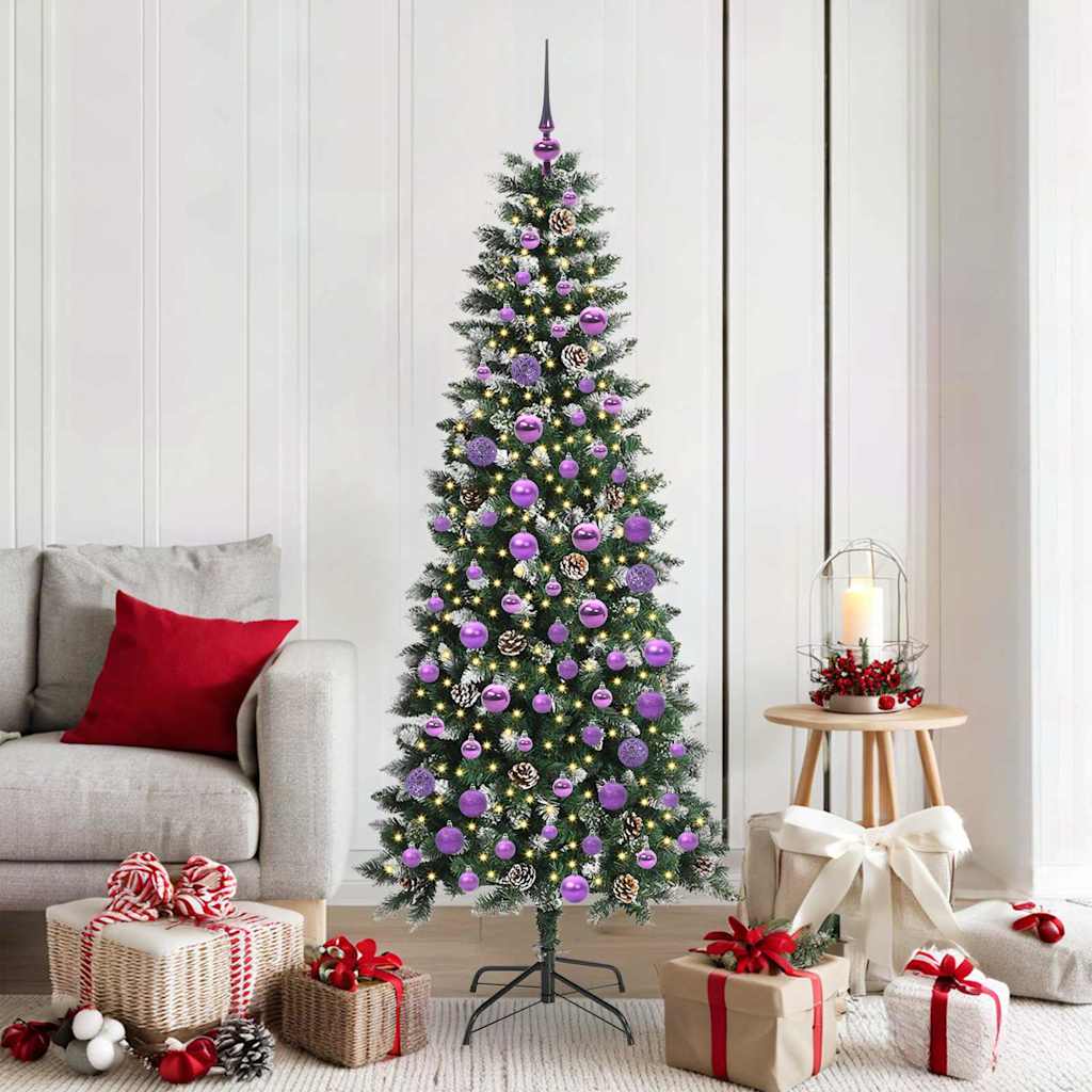Kunstig juletre med 300 LED grønn 180 cm PVC og plast og stål
