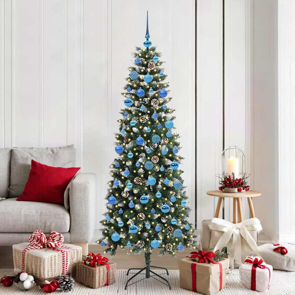 Kunstig juletre med 300 LED grønn 180 cm PVC og plast og stål