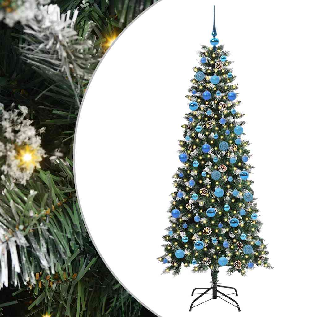 Kunstig juletre med 300 LED grønn 180 cm PVC og plast og stål