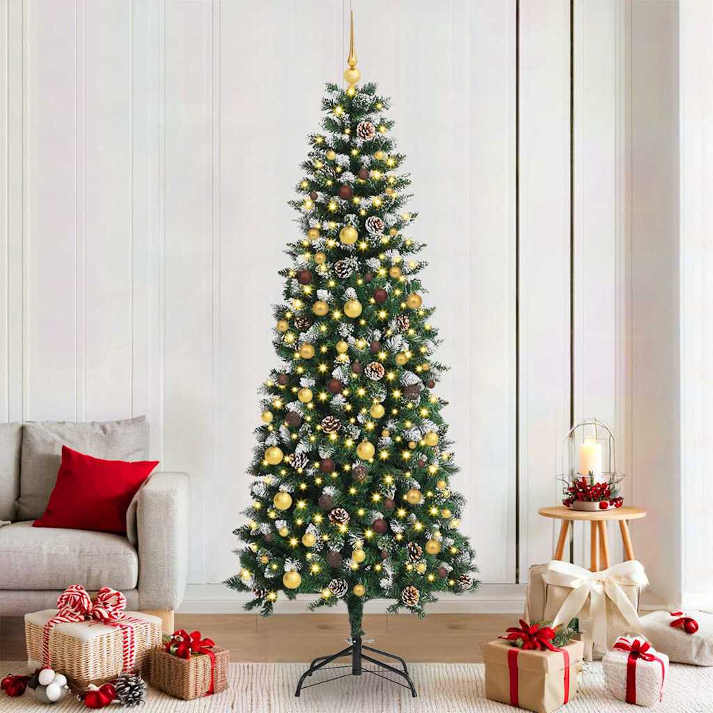 Kunstig juletre med 300 LED grønn 210 cm PVC og plast og stål