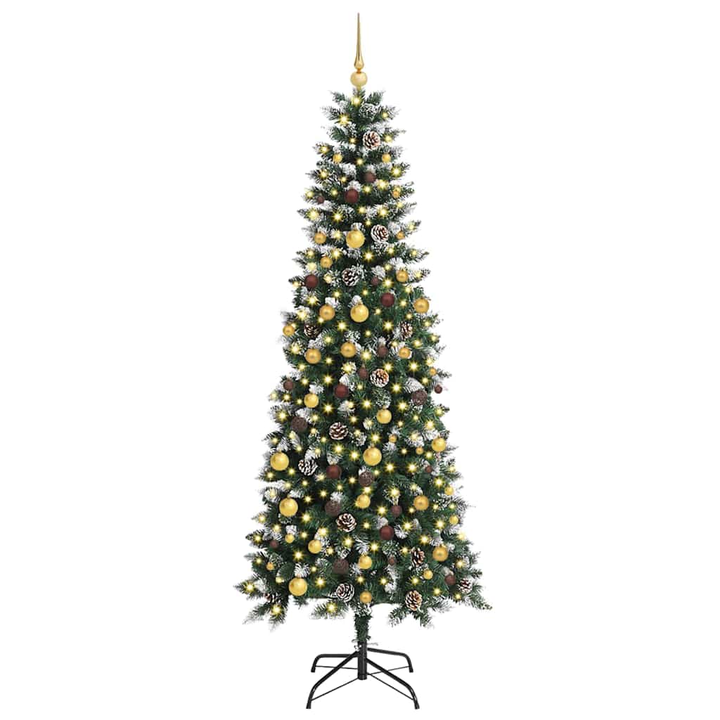 Kunstig juletre med 300 LED grønn 210 cm PVC og plast og stål