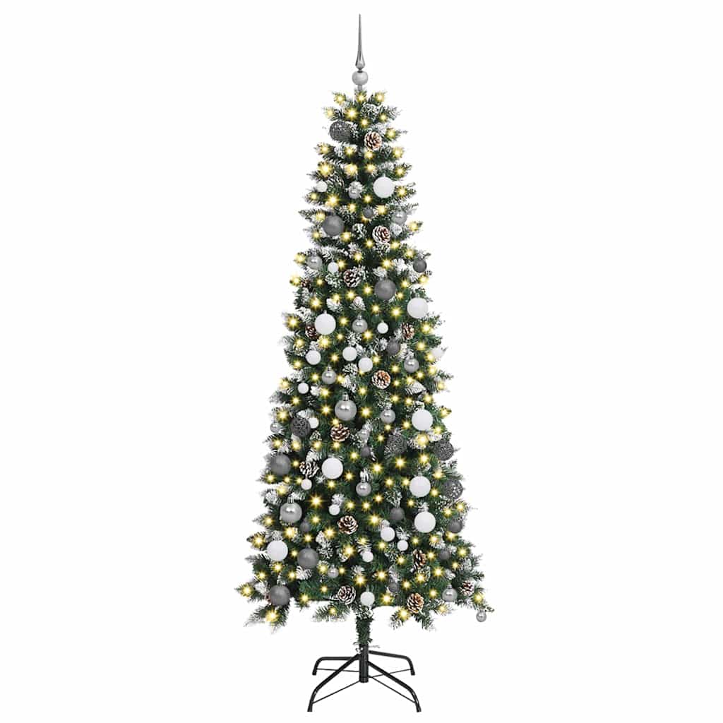 Kunstig juletre med 300 LED grønn 210 cm PVC og plast og stål