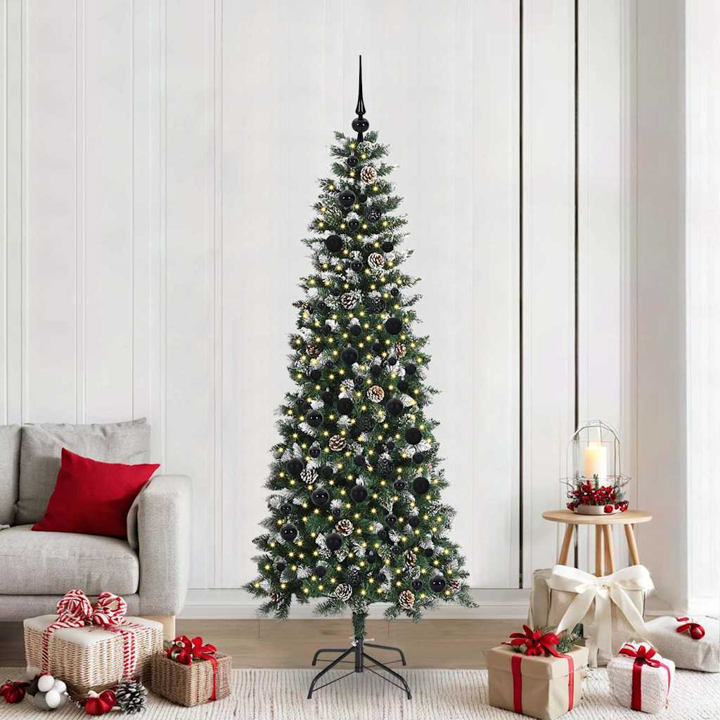 Kunstig juletre med 300 LED grønn 210 cm PVC og plast og stål