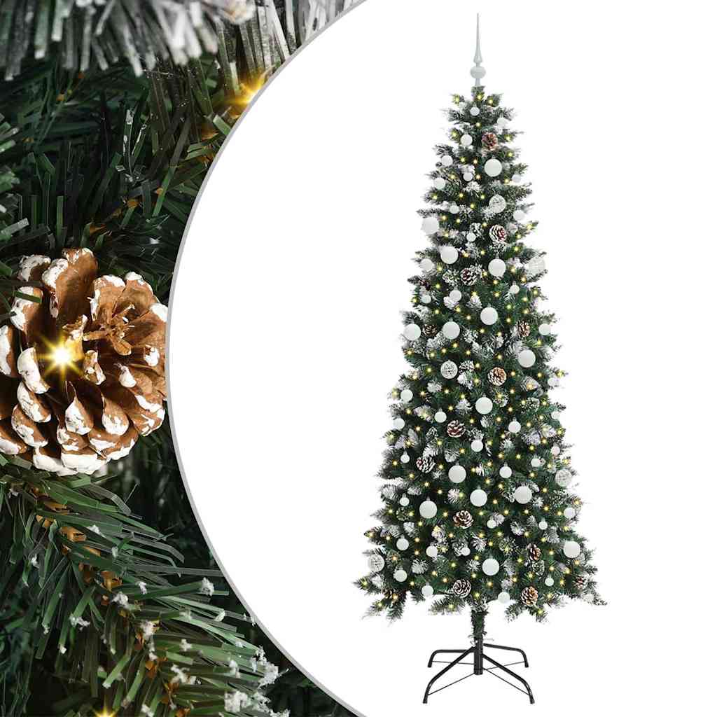 Kunstig juletre med 300 LED grønn 210 cm PVC og plast og stål