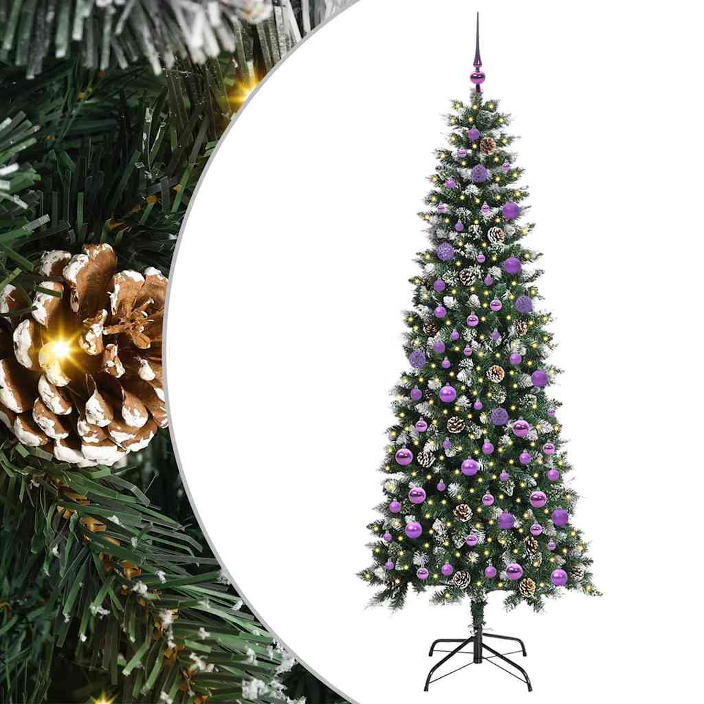 Kunstig juletre med 300 LED grønn 210 cm PVC og plast og stål