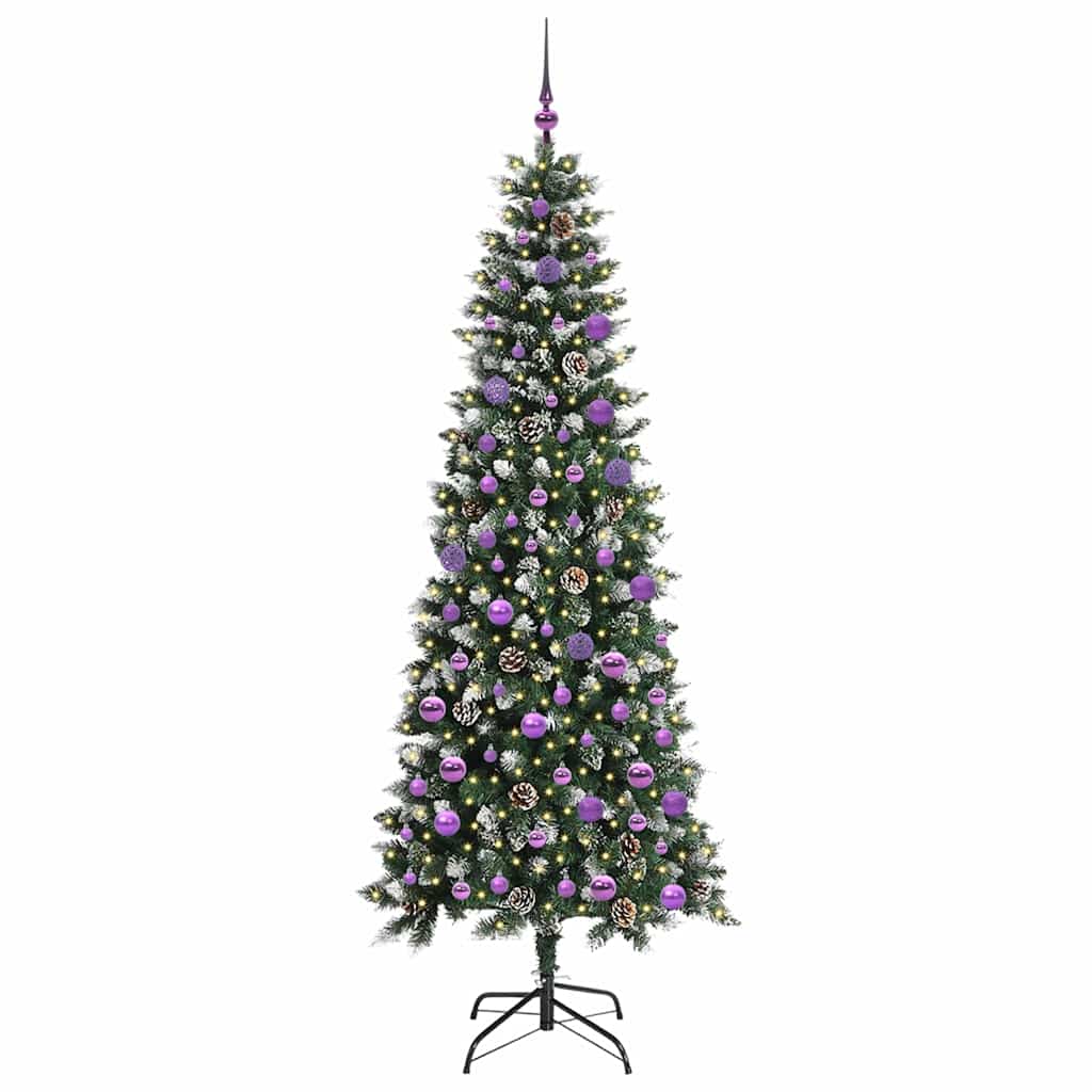 Kunstig juletre med 300 LED grønn 210 cm PVC og plast og stål