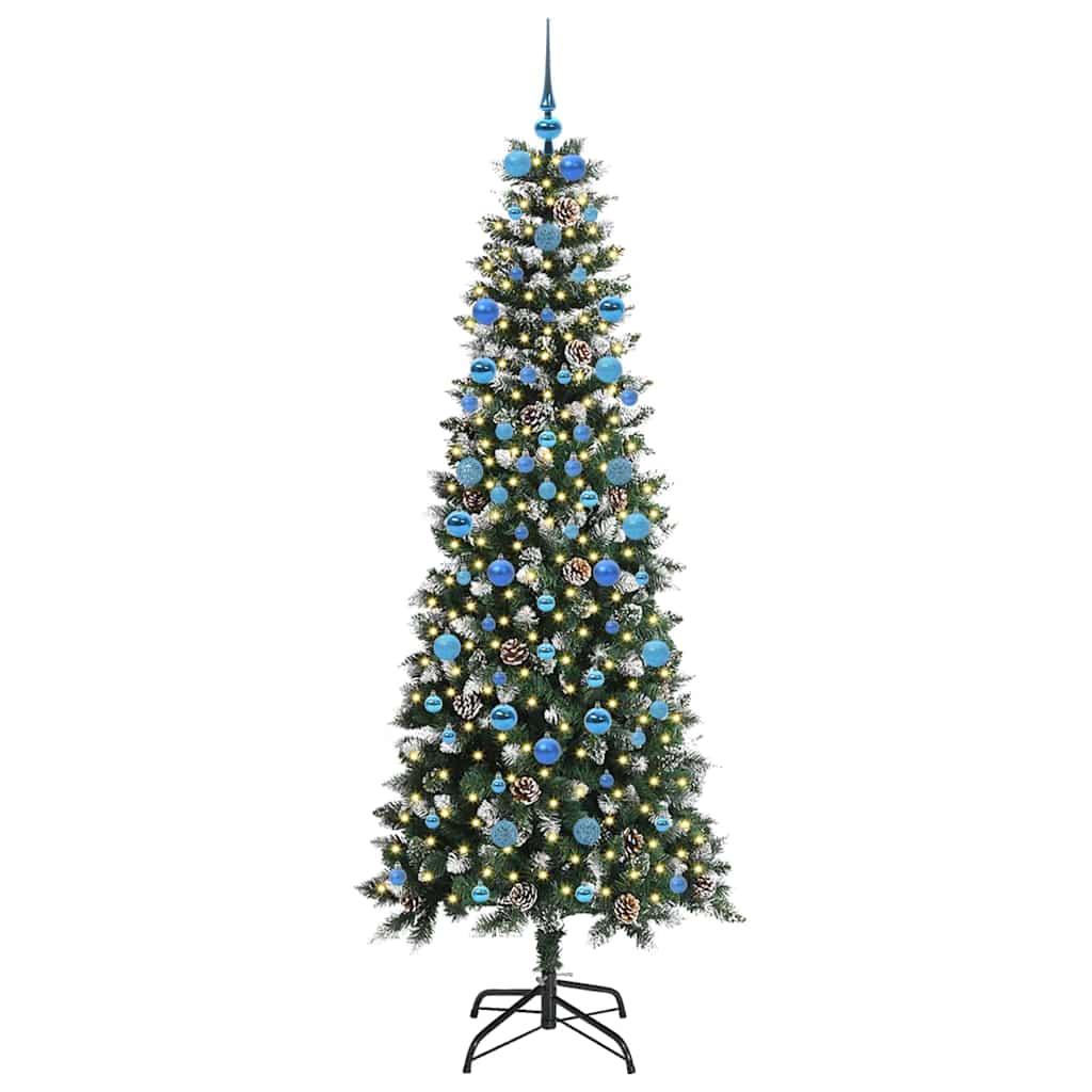 Kunstig juletre med 300 LED grønn 210 cm PVC og plast og stål