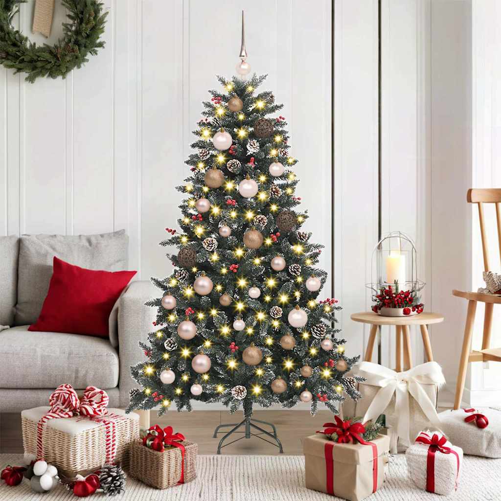 Kunstig juletre med 150 LED grønn 150 cm PVC og plast og stål