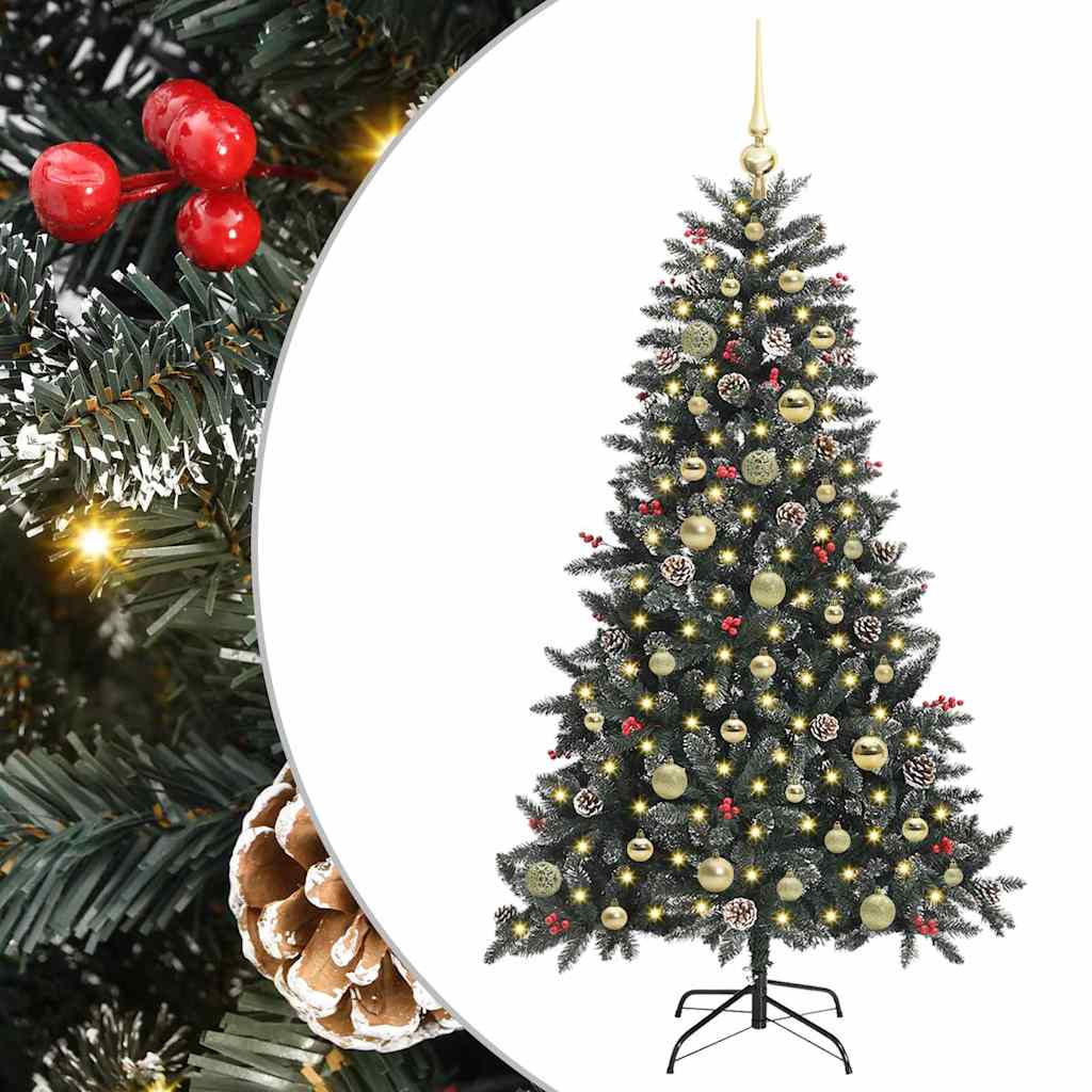 Kunstig juletre med 150 LED grønn 150 cm PVC og plast og stål