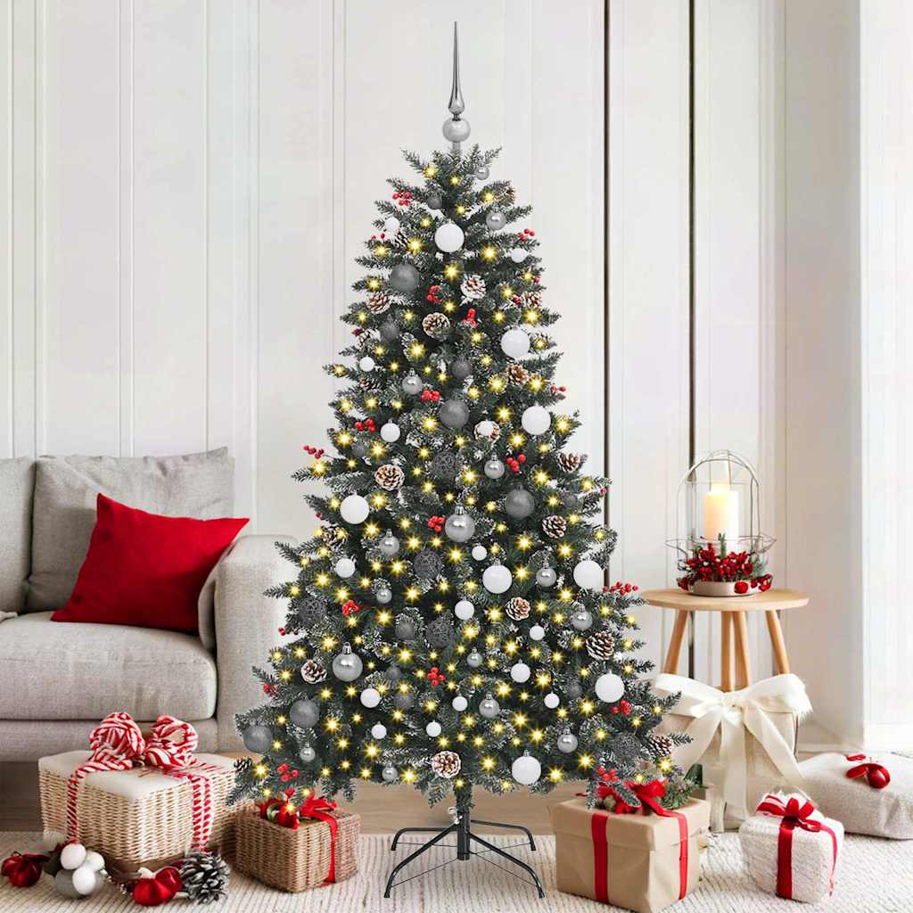 Kunstig juletre med 300 LED grønn 180 cm PVC og plast og stål