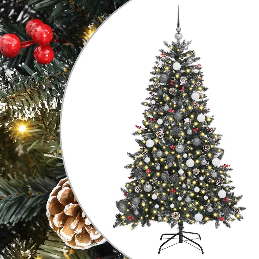 Kunstig juletre med 300 LED grønn 180 cm PVC og plast og stål