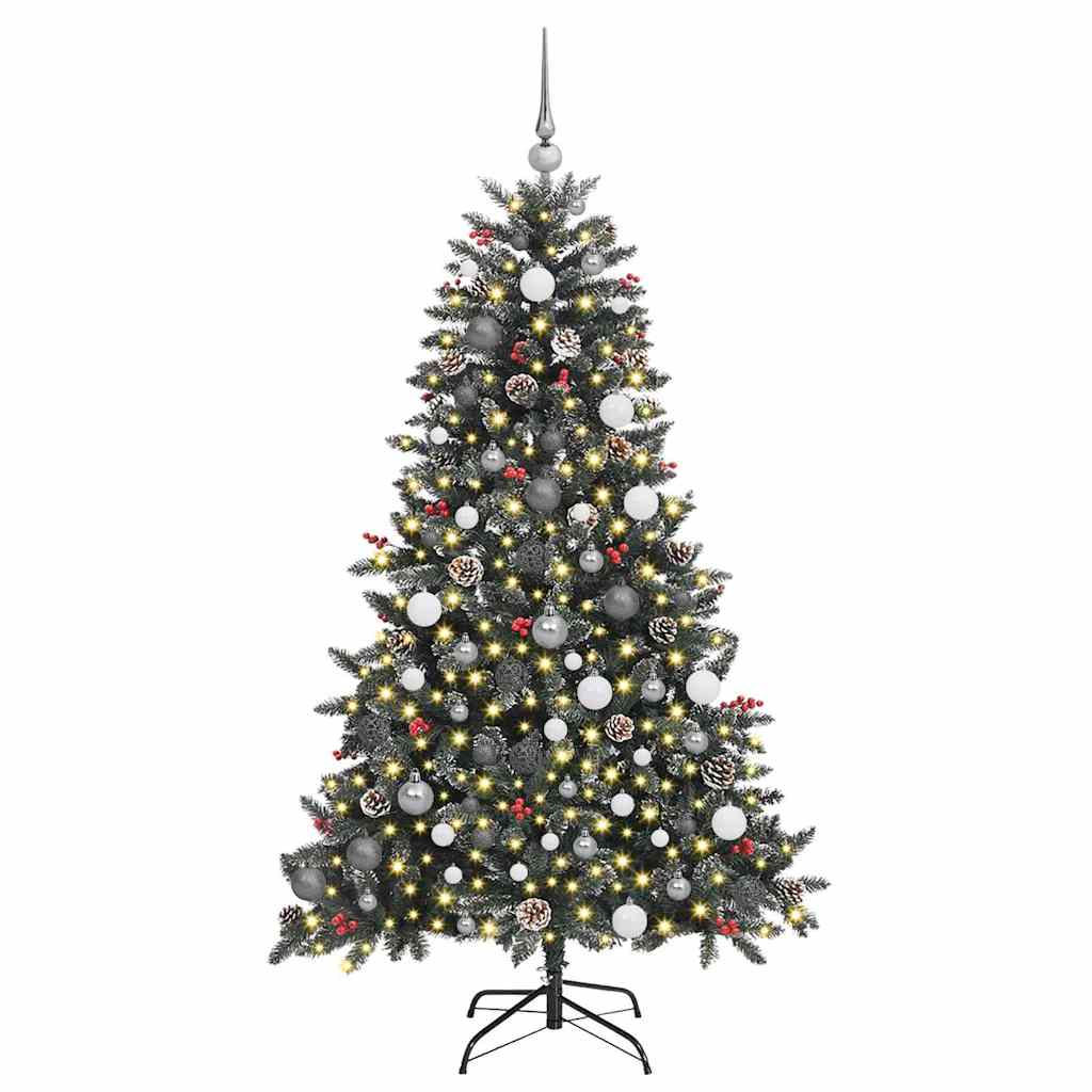 Kunstig juletre med 300 LED grønn 180 cm PVC og plast og stål