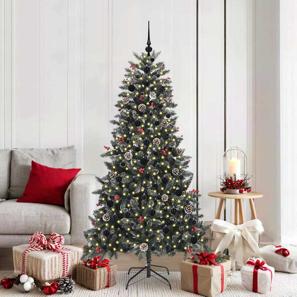 Kunstig juletre med 300 LED grønn 180 cm PVC og plast og stål