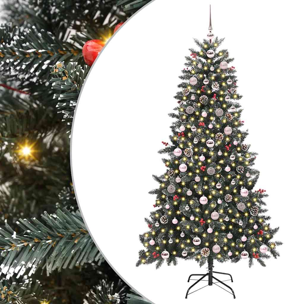 Kunstig juletre med 300 LED grønn 180 cm PVC og plast og stål