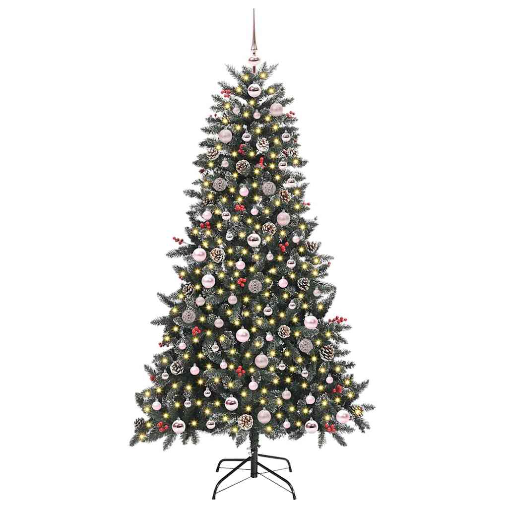 Kunstig juletre med 300 LED grønn 180 cm PVC og plast og stål