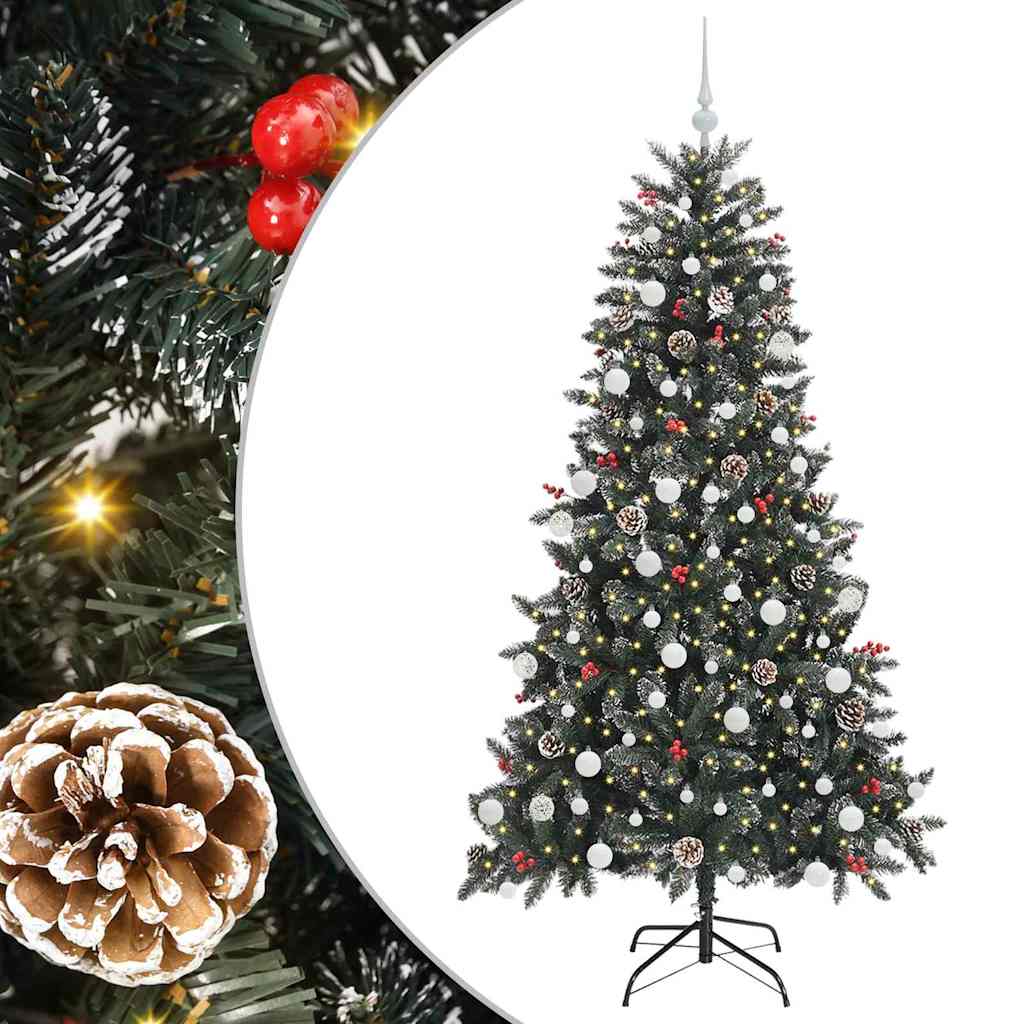 Kunstig juletre med 300 LED grønn 180 cm PVC og plast og stål