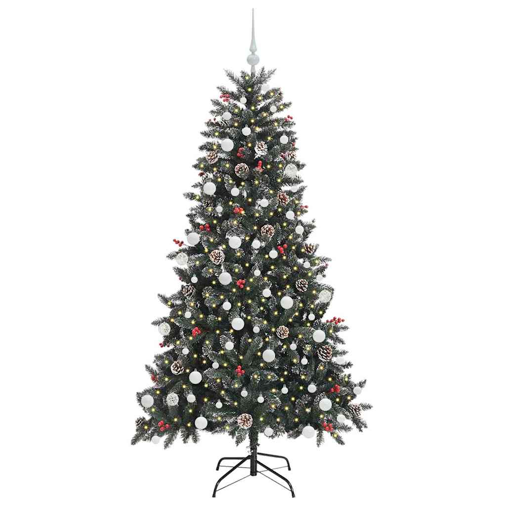 Kunstig juletre med 300 LED grønn 180 cm PVC og plast og stål