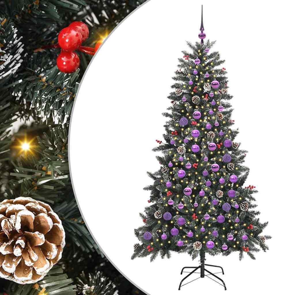 Kunstig juletre med 300 LED grønn 180 cm PVC og plast og stål