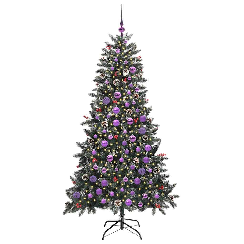 Kunstig juletre med 300 LED grønn 180 cm PVC og plast og stål