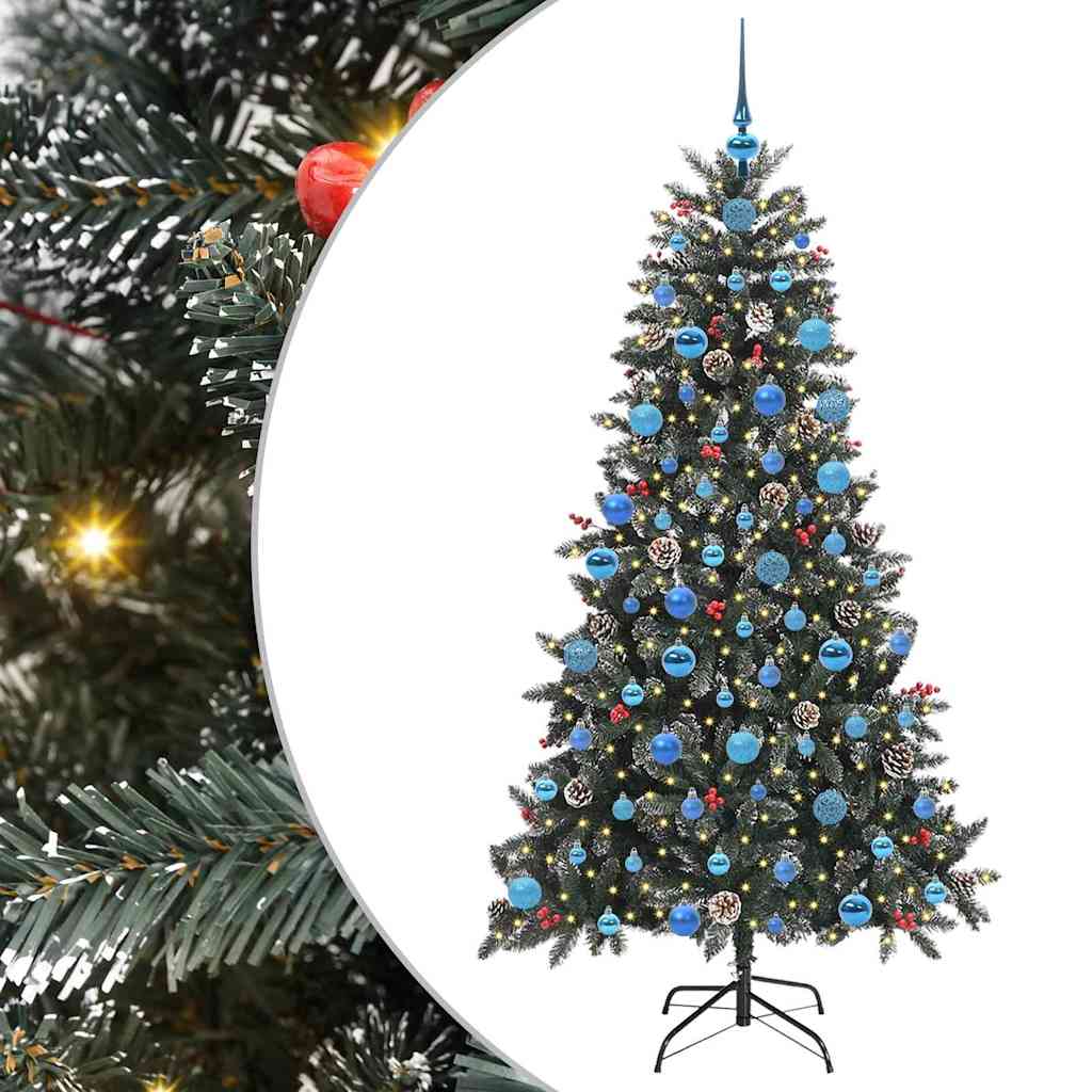 Kunstig juletre med 300 LED grønn 180 cm PVC og plast og stål