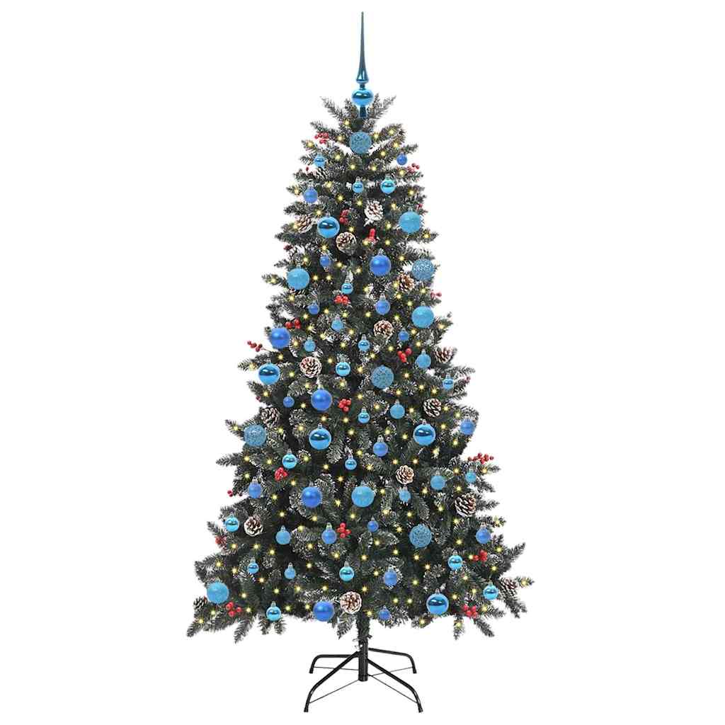 Kunstig juletre med 300 LED grønn 180 cm PVC og plast og stål