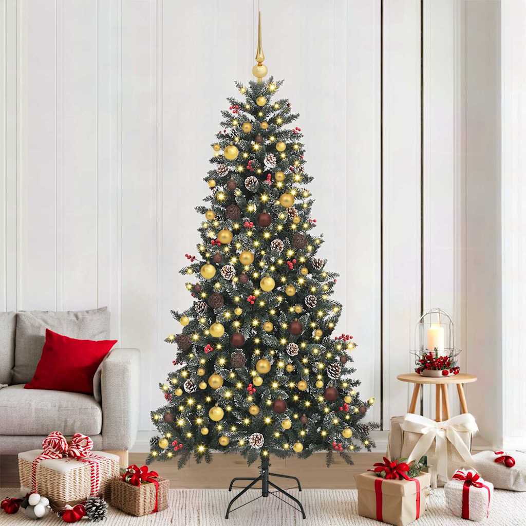 Kunstig juletre med 300 LED grønn 210 cm PVC og plast og stål