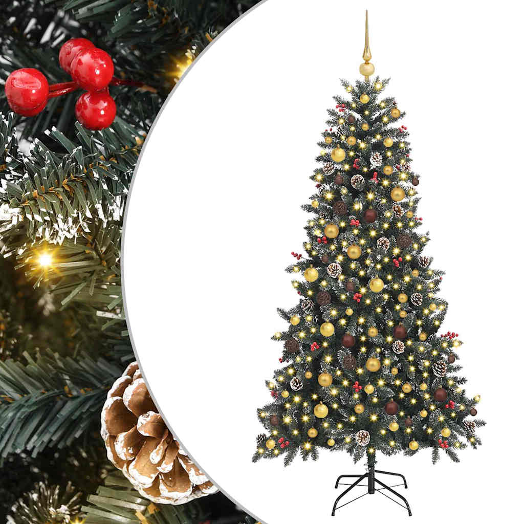 Kunstig juletre med 300 LED grønn 210 cm PVC og plast og stål