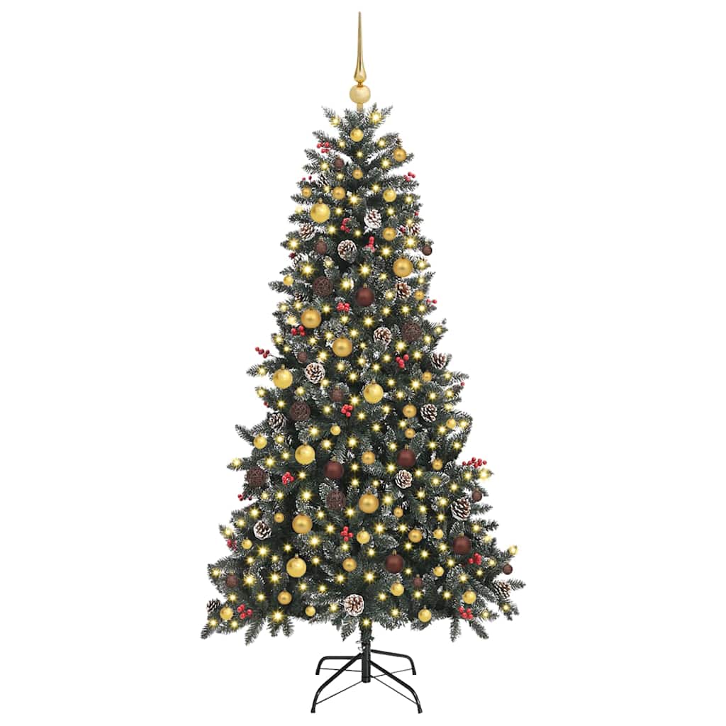 Kunstig juletre med 300 LED grønn 210 cm PVC og plast og stål