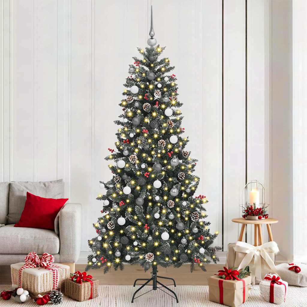Kunstig juletre med 300 LED grønn 210 cm PVC og plast og stål