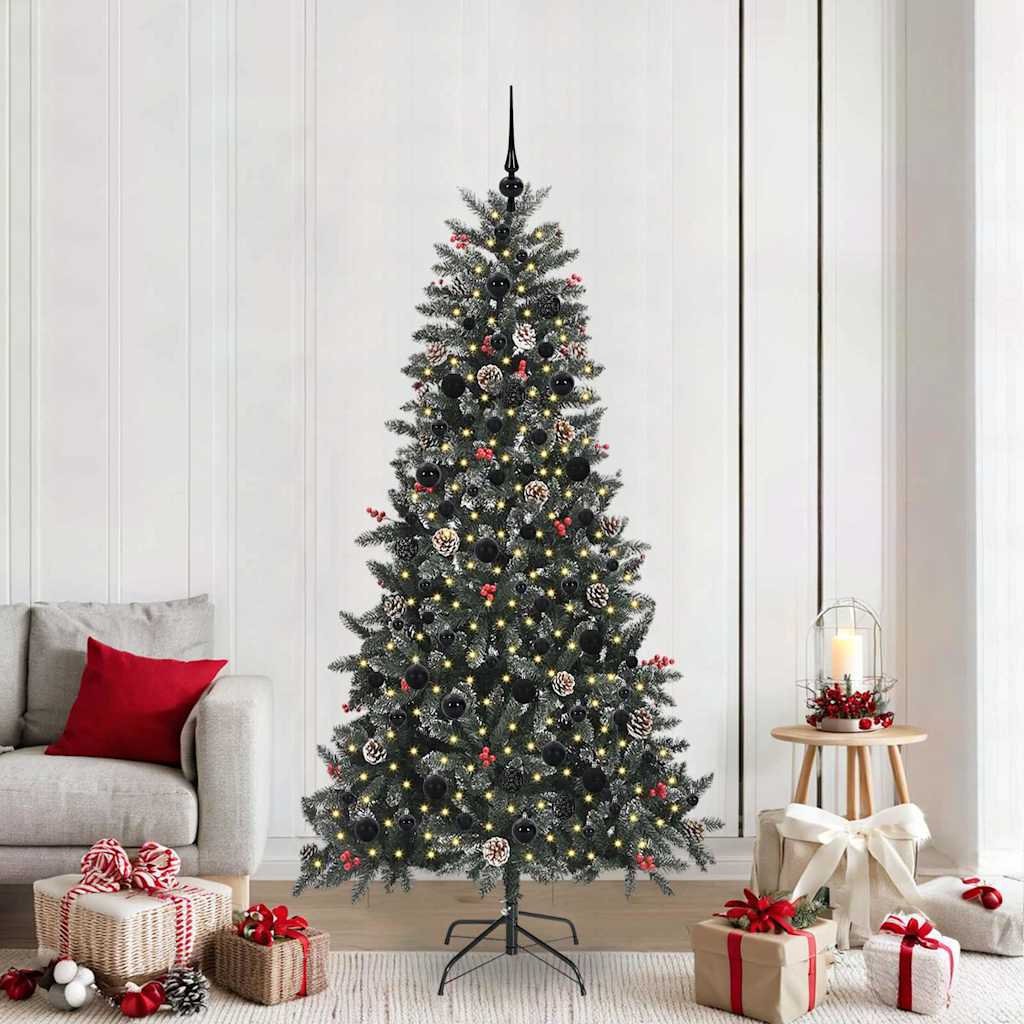 Kunstig juletre med 300 LED grønn 210 cm PVC og plast og stål