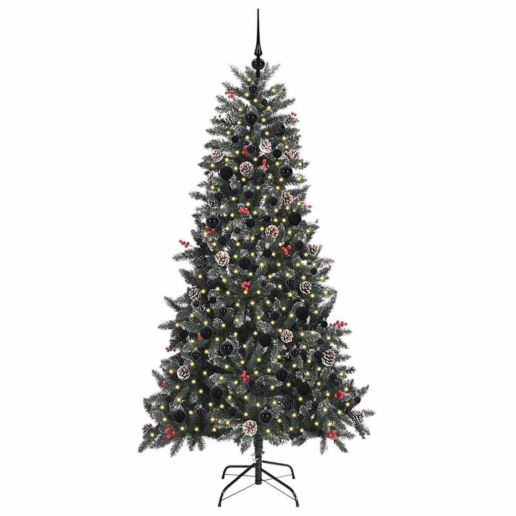 Kunstig juletre med 300 LED grønn 210 cm PVC og plast og stål