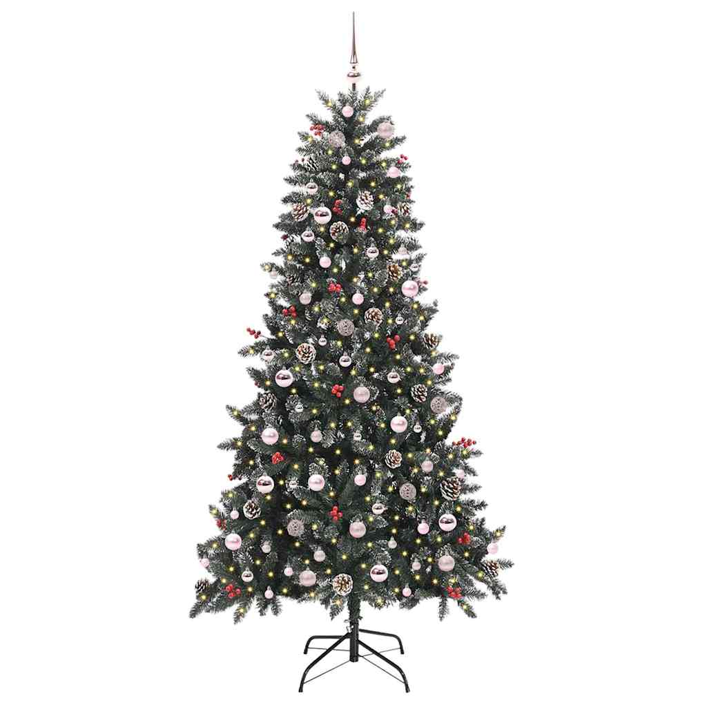 Kunstig juletre med 300 LED grønn 210 cm PVC og plast og stål