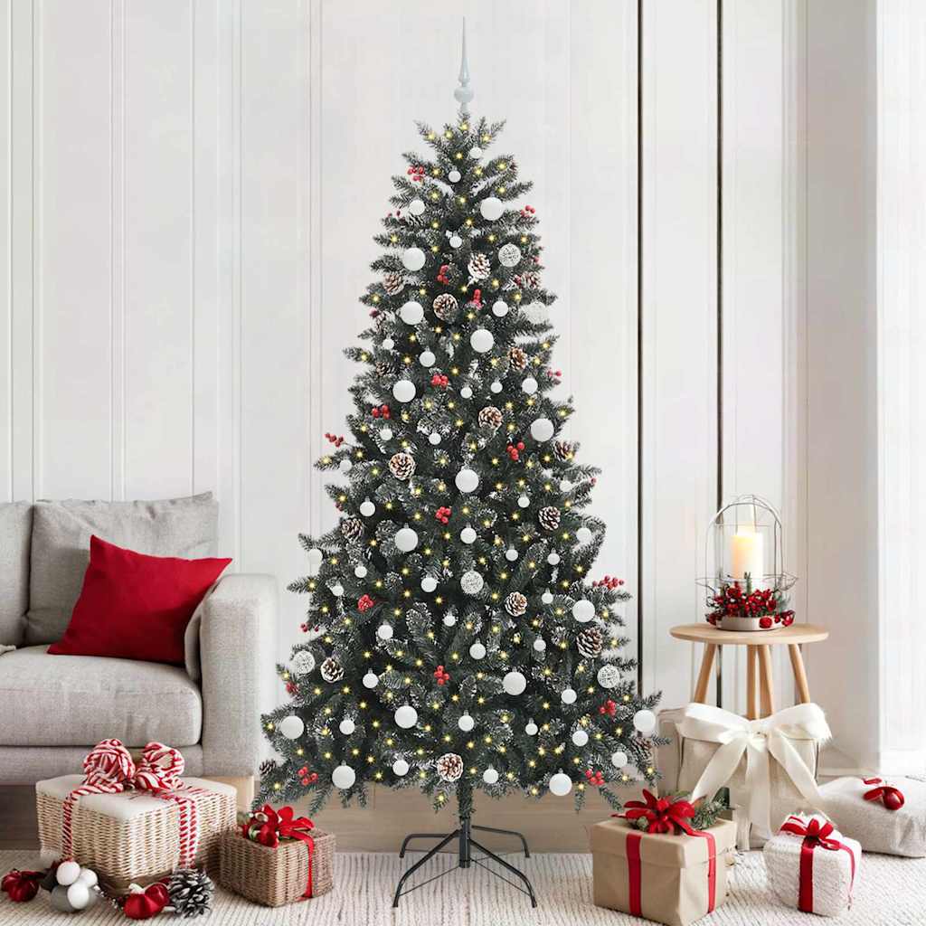Kunstig juletre med 300 LED grønn 210 cm PVC og plast og stål