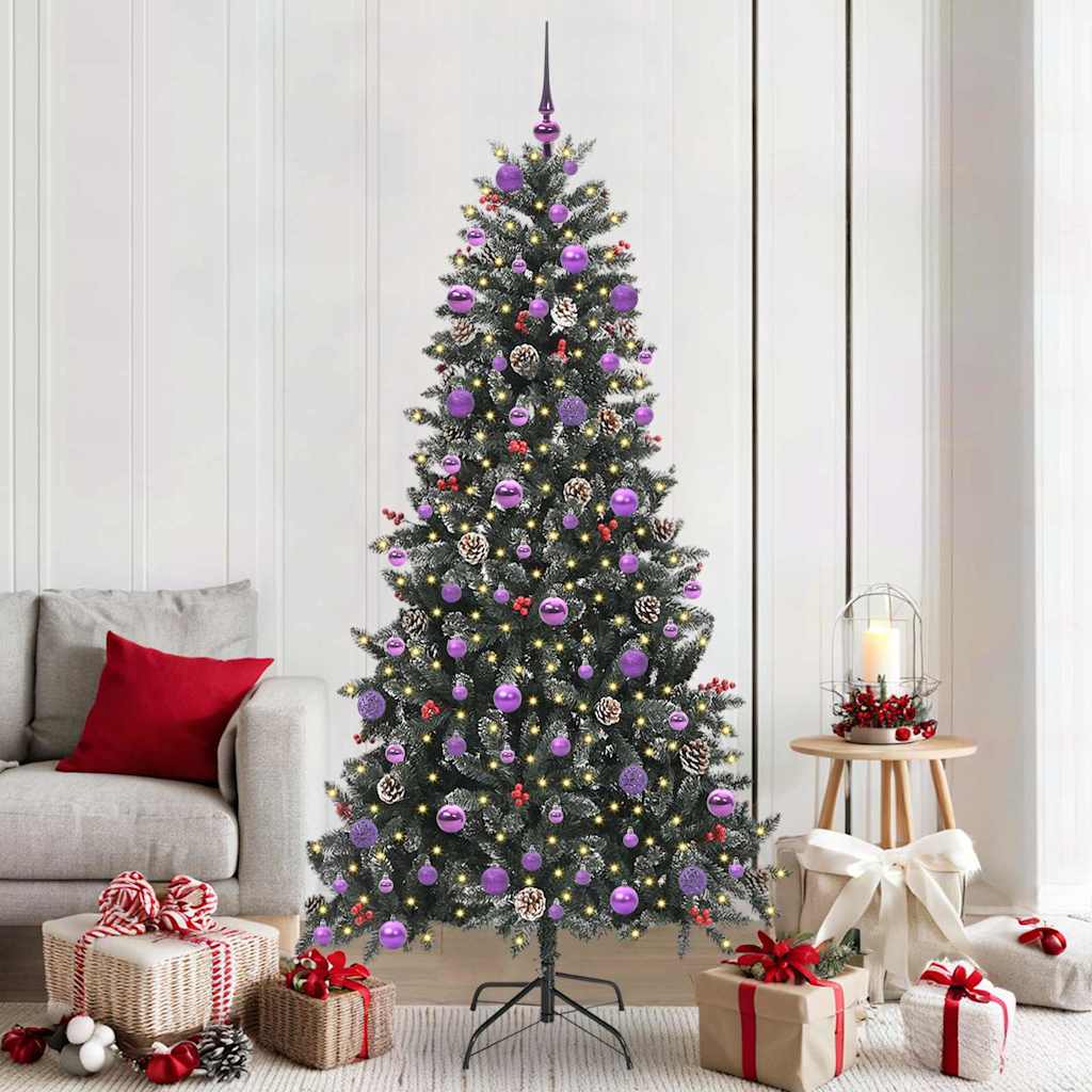 Kunstig juletre med 300 LED grønn 210 cm PVC og plast og stål