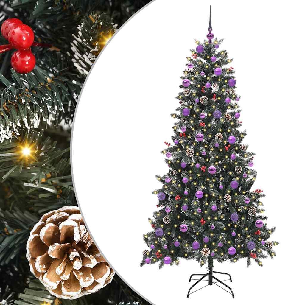 Kunstig juletre med 300 LED grønn 210 cm PVC og plast og stål