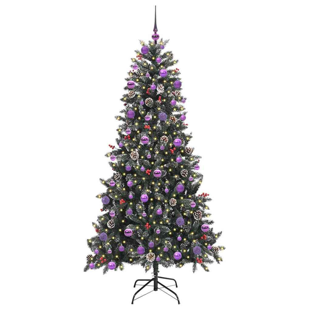 Kunstig juletre med 300 LED grønn 210 cm PVC og plast og stål