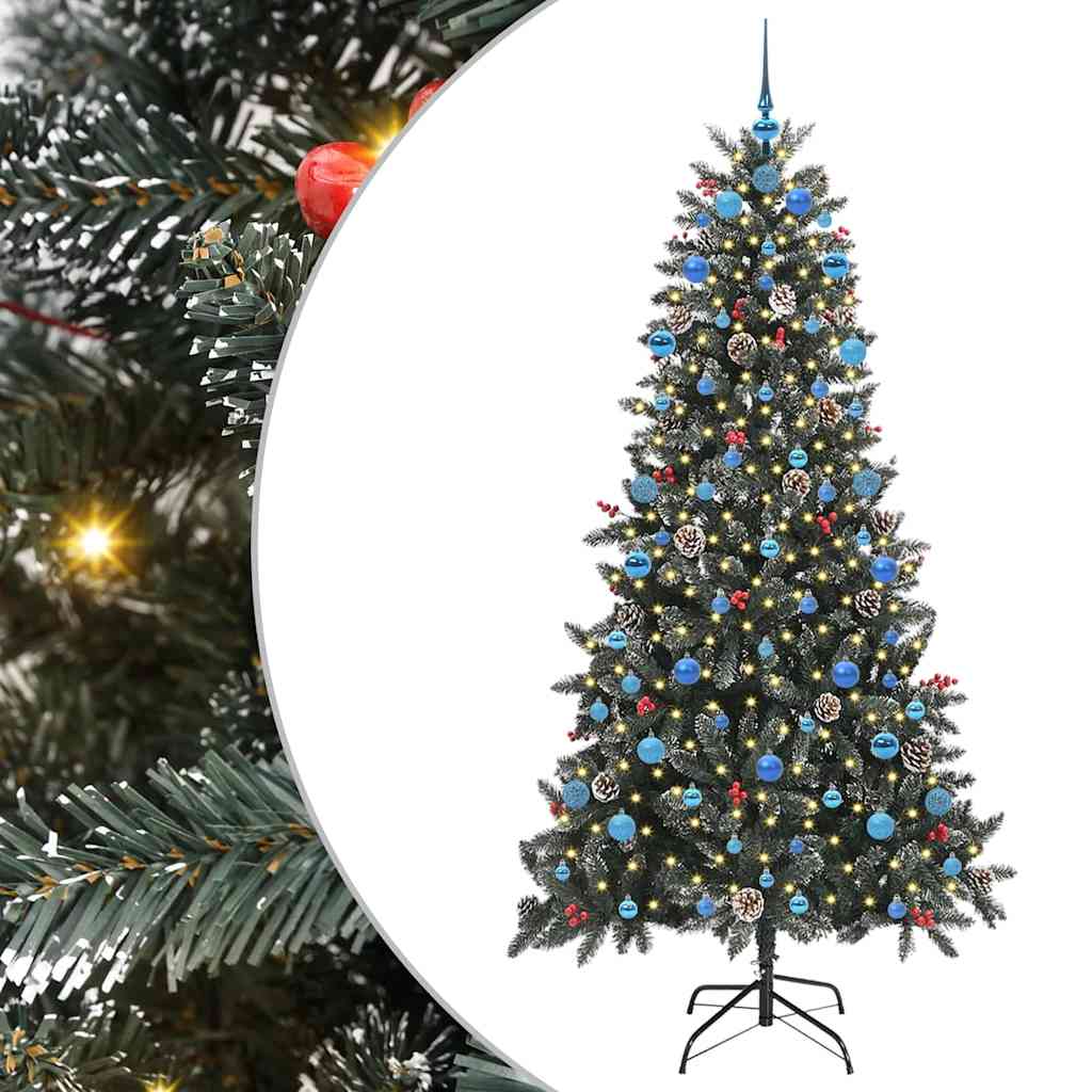 Kunstig juletre med 300 LED grønn 210 cm PVC og plast og stål