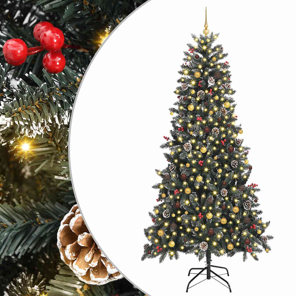 Kunstig juletre med 300 LED grønn 240 cm PVC og plast og stål