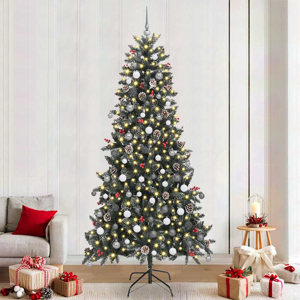 Kunstig juletre med 300 LED grønn 240 cm PVC og plast og stål