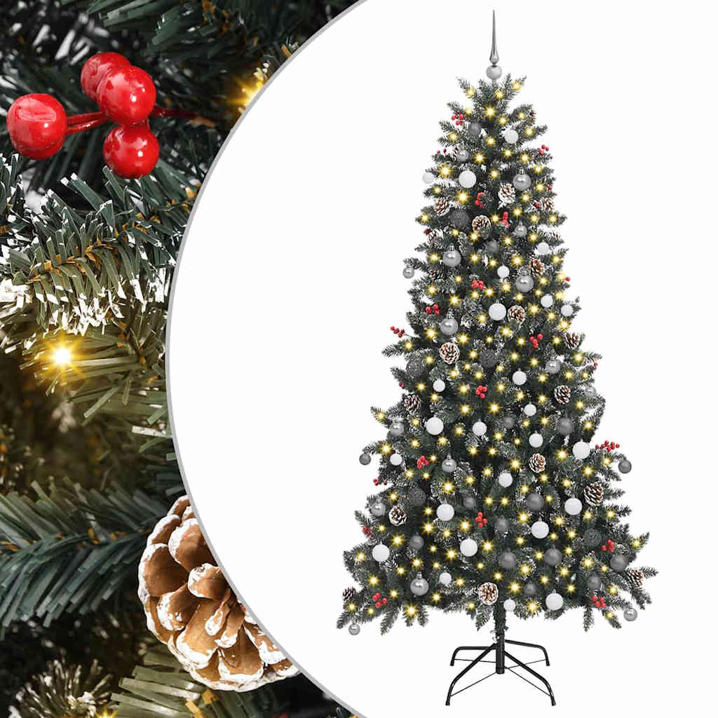 Kunstig juletre med 300 LED grønn 240 cm PVC og plast og stål