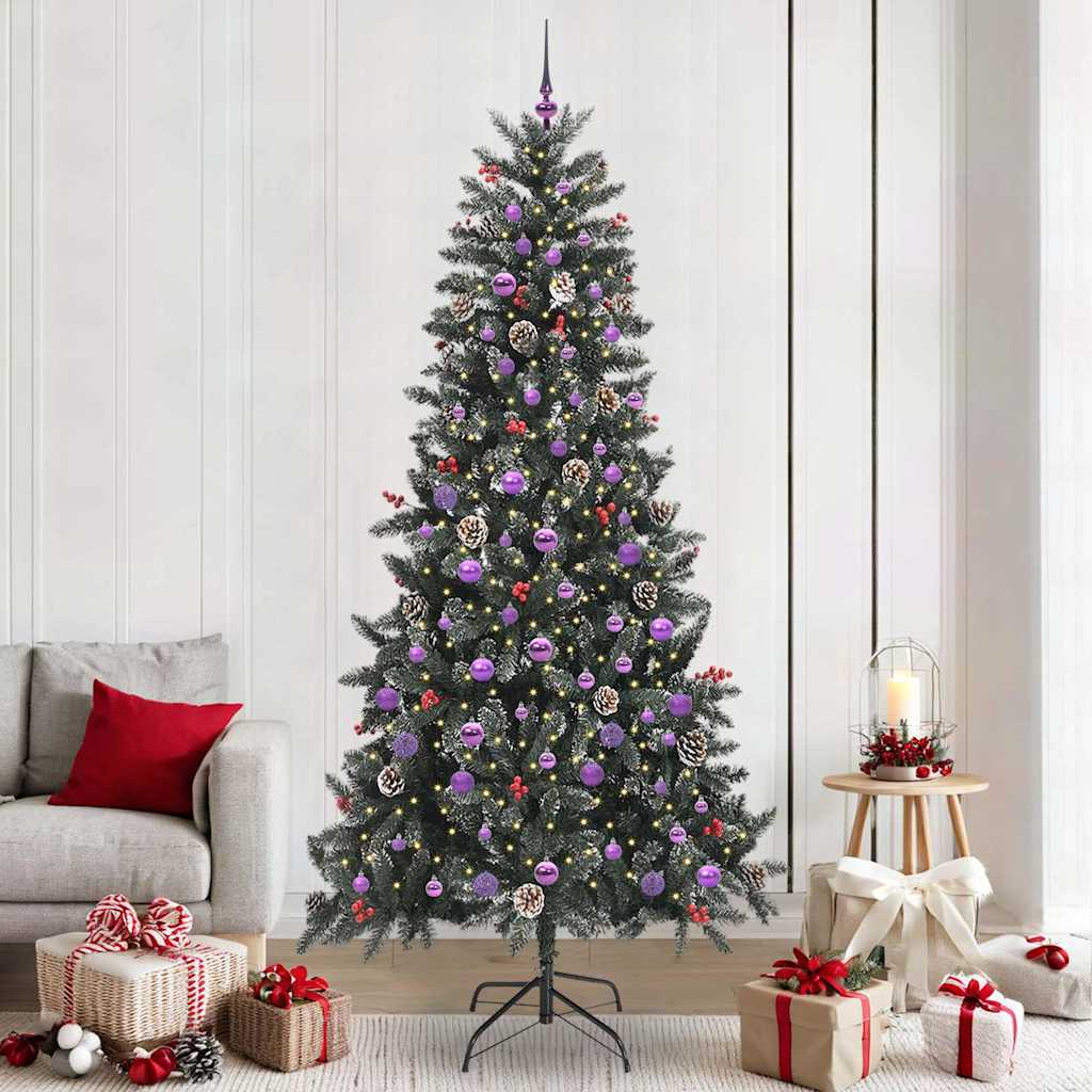 Kunstig juletre med 300 LED grønn 240 cm PVC og plast og stål