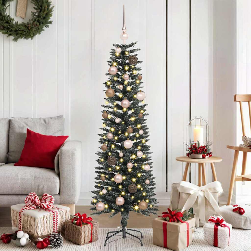 Kunstig juletre med 150 LED grønn 150 cm PVC og plast og stål