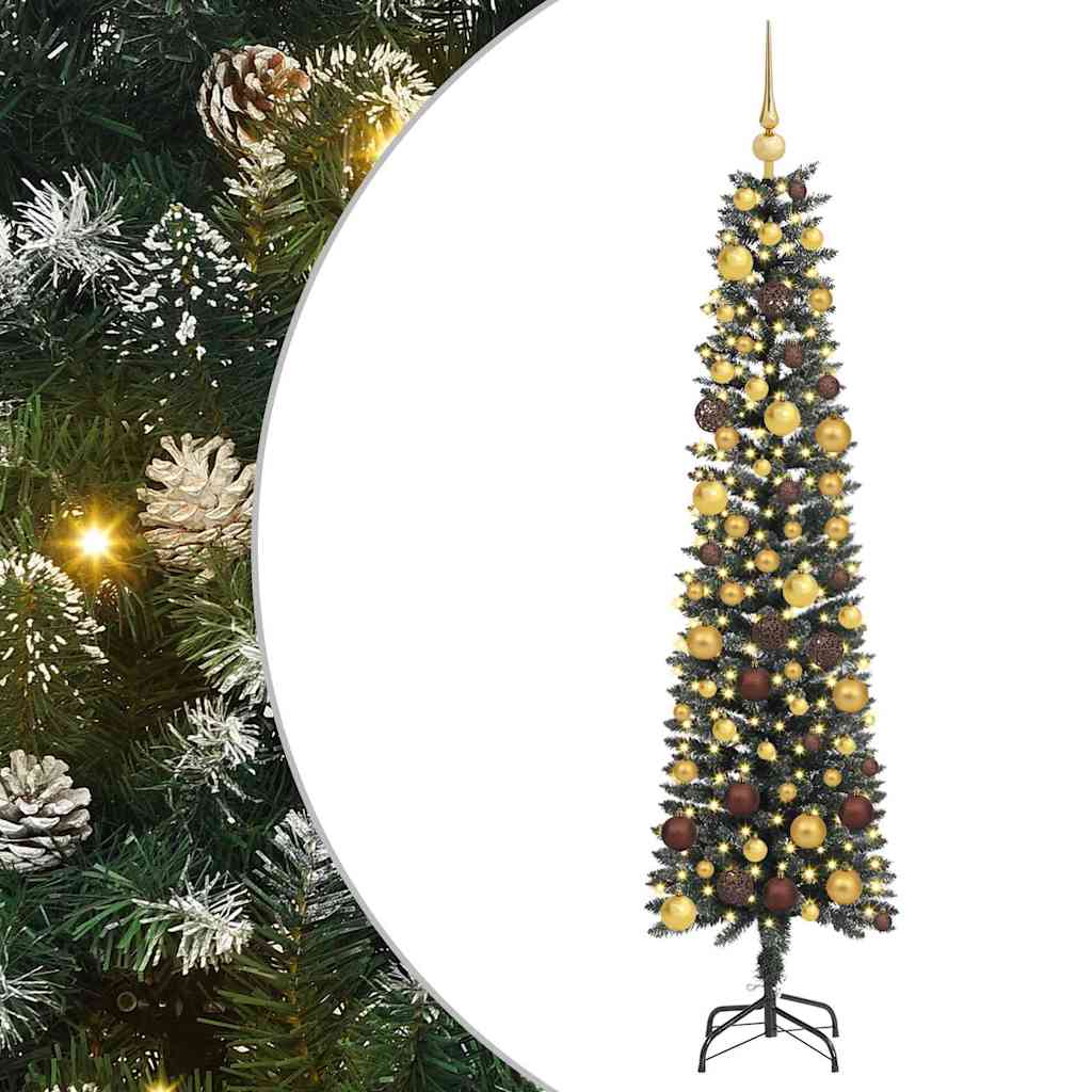 Kunstig juletre med 300 LED grønn 180 cm PVC og plast og stål