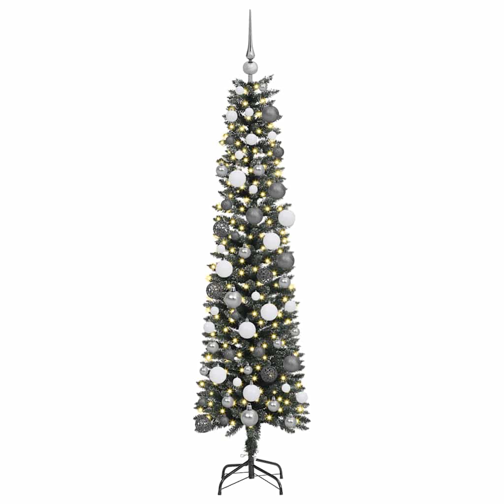Kunstig juletre med 300 LED grønn 180 cm PVC og plast og stål