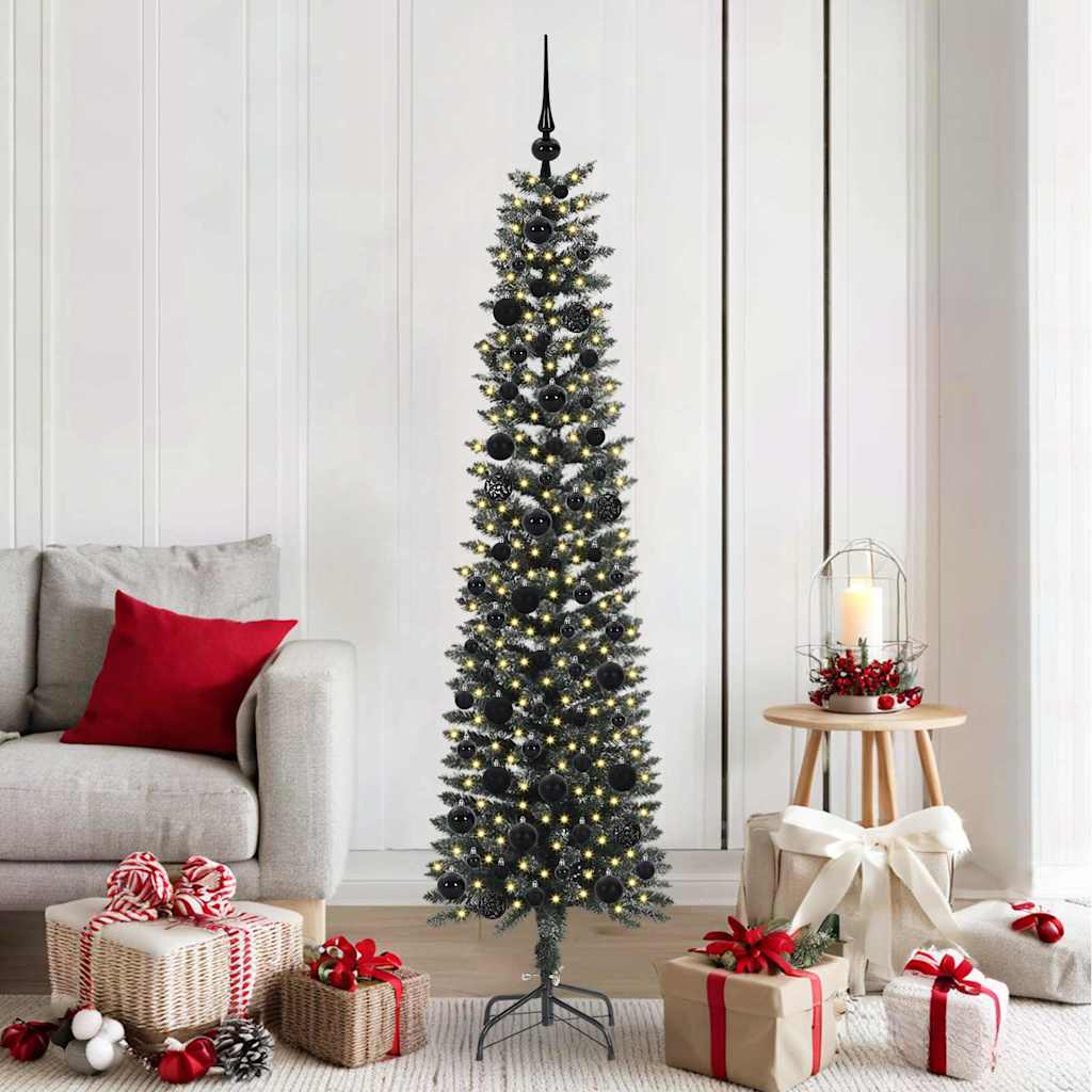 Kunstig juletre med 300 LED grønn 180 cm PVC og plast og stål