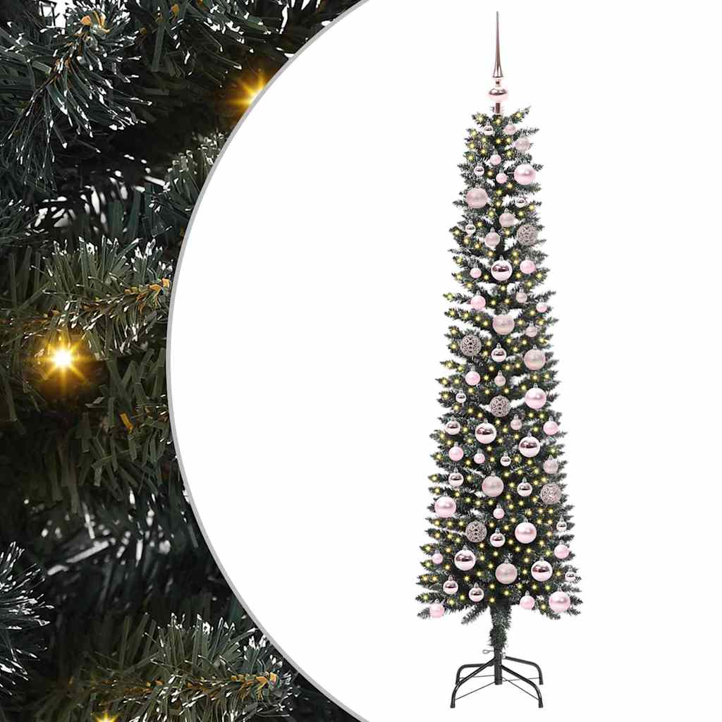 Kunstig juletre med 300 LED grønn 180 cm PVC og plast og stål