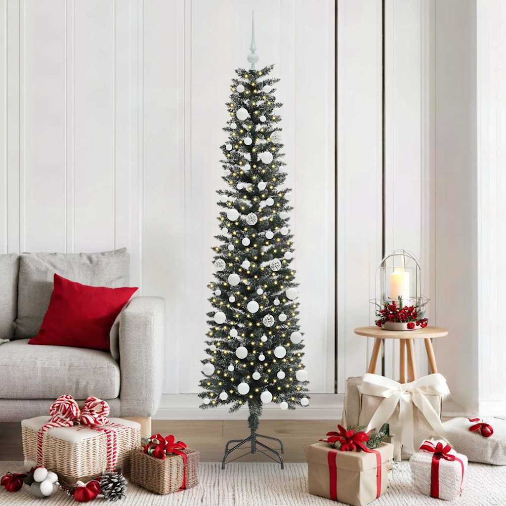 Kunstig juletre med 300 LED grønn 180 cm PVC og plast og stål