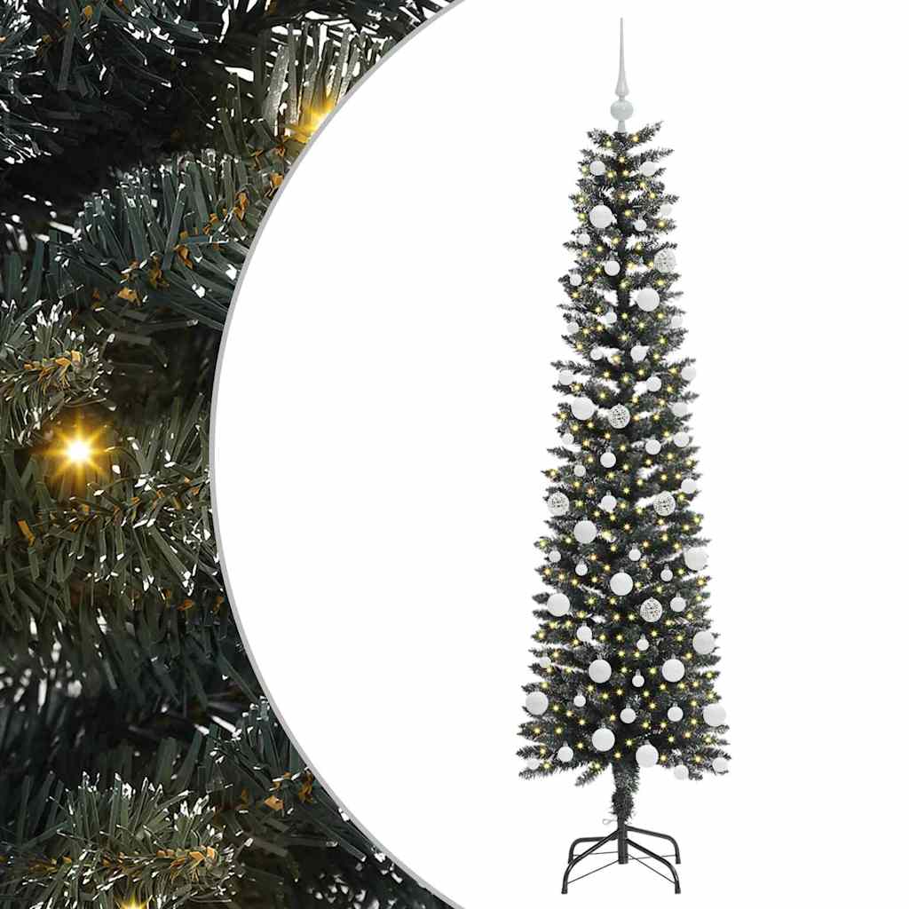 Kunstig juletre med 300 LED grønn 180 cm PVC og plast og stål