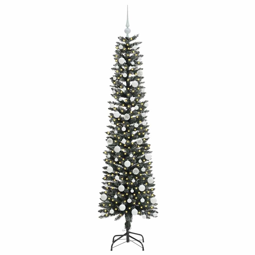 Kunstig juletre med 300 LED grønn 180 cm PVC og plast og stål