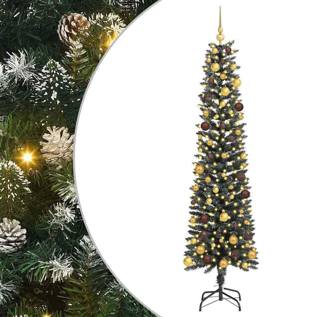 Kunstig juletre med 300 LED grønn 210 cm PVC og plast og stål
